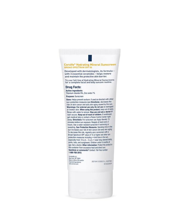 CeraVe Hydrating Mineral Sunscreen SPF 50 Face Lotion 75ml