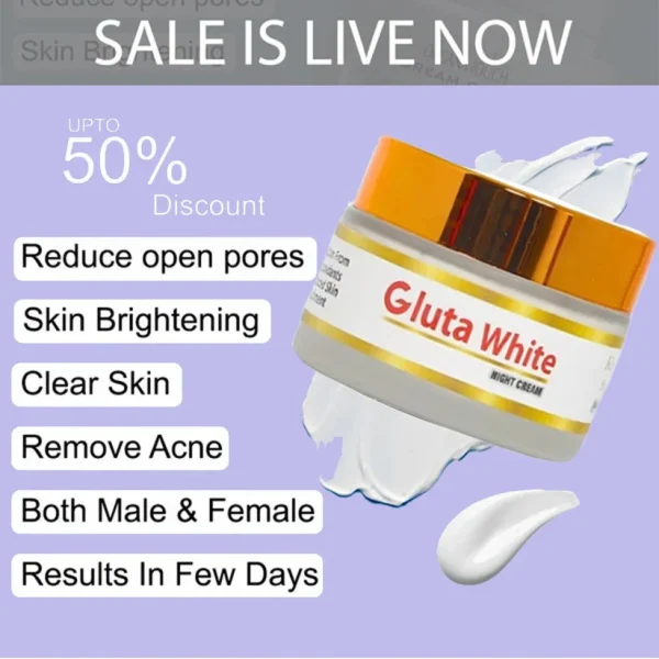 Gluta White Extreme Strong Whitening & Anti-Aging Night Cream – Glutathione, Alpha Arbutin, Glycolic & Kojic Acids