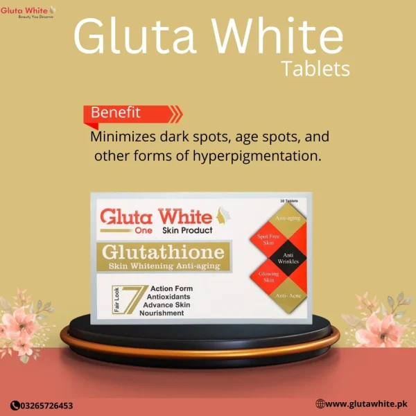 Gluta White Glutathione 500 mg Whitening Tablets – Skin Brightening & Anti-Aging