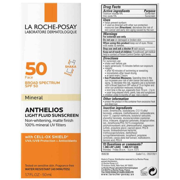 La Roche Anthelios Mineral Zinc Oxide Sunscreen SPF UV400 50+ 50ml